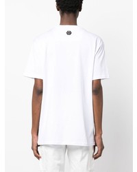 T-shirt à col rond orné blanc Philipp Plein