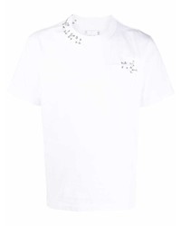T-shirt à col rond orné blanc Sacai