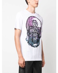 T-shirt à col rond orné blanc Philipp Plein