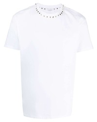 T-shirt à col rond orné blanc Valentino Garavani