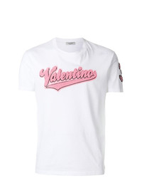 T-shirt à col rond orné blanc Valentino