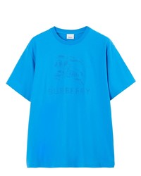 T-shirt à col rond orné bleu clair Burberry