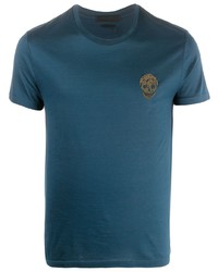 T-shirt à col rond orné bleu marine Alexander McQueen