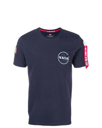 T-shirt à col rond orné bleu marine Alpha Industries