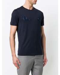 T-shirt à col rond orné bleu marine Fendi