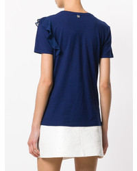 T-shirt à col rond orné bleu marine Twin-Set