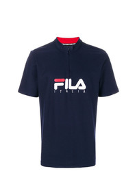 T-shirt à col rond orné bleu marine Fila