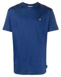 T-shirt à col rond orné bleu Philipp Plein