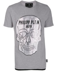 T-shirt à col rond orné gris foncé Philipp Plein