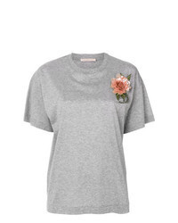 T-shirt à col rond orné gris