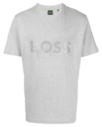 T-shirt à col rond orné gris BOSS