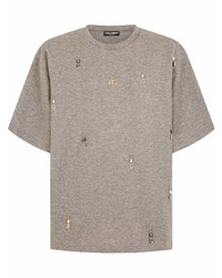T-shirt à col rond orné gris Dolce & Gabbana