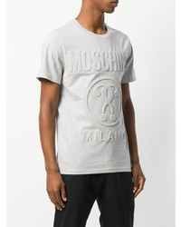 T-shirt à col rond orné gris Moschino