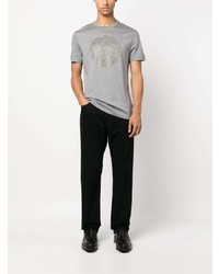 T-shirt à col rond orné gris Versace