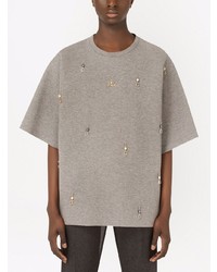 T-shirt à col rond orné gris Dolce & Gabbana