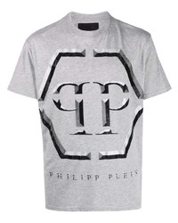 T-shirt à col rond orné gris Philipp Plein