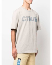 T-shirt à col rond orné gris Heron Preston