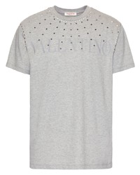 T-shirt à col rond orné gris Valentino
