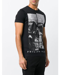 T-shirt à col rond orné noir Philipp Plein