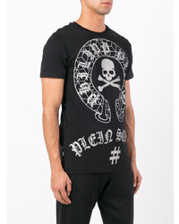 T-shirt à col rond orné noir Philipp Plein