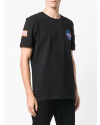 T-shirt à col rond orné noir Alpha Industries