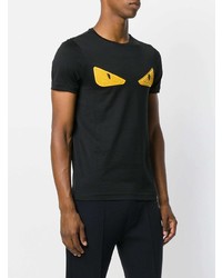 T-shirt à col rond orné noir Fendi