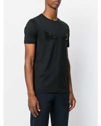 T-shirt à col rond orné noir Fendi