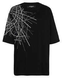T-shirt à col rond orné noir Balmain