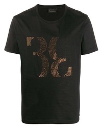 T-shirt à col rond orné noir Billionaire