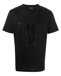 T-shirt à col rond orné noir Billionaire