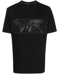T-shirt à col rond orné noir BOSS