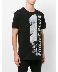 T-shirt à col rond orné noir Philipp Plein