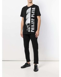 T-shirt à col rond orné noir Philipp Plein