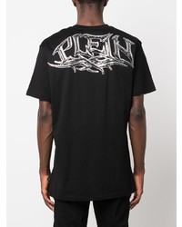 T-shirt à col rond orné noir Philipp Plein