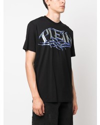 T-shirt à col rond orné noir Philipp Plein