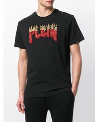 T-shirt à col rond orné noir Philipp Plein