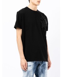 T-shirt à col rond orné noir DSQUARED2