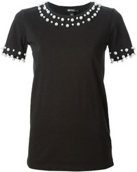 T-shirt à col rond orné noir DKNY
