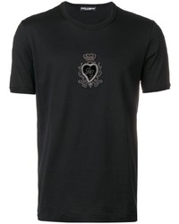 T-shirt à col rond orné noir Dolce & Gabbana