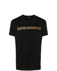 T-shirt à col rond orné noir DSQUARED2
