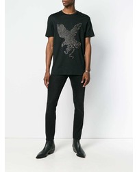 T-shirt à col rond orné noir Roberto Cavalli