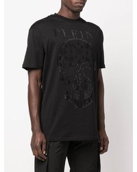 T-shirt à col rond orné noir Philipp Plein