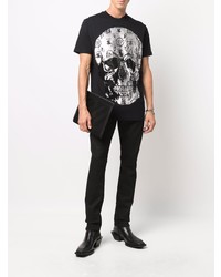 T-shirt à col rond orné noir Philipp Plein