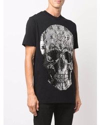 T-shirt à col rond orné noir Philipp Plein