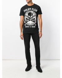 T-shirt à col rond orné noir Philipp Plein