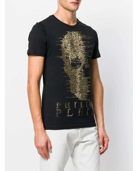 T-shirt à col rond orné noir Philipp Plein