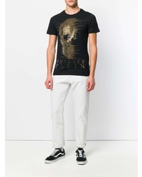 T-shirt à col rond orné noir Philipp Plein