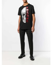 T-shirt à col rond orné noir Philipp Plein