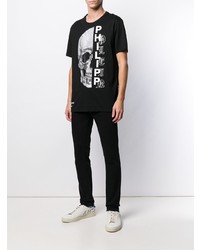 T-shirt à col rond orné noir Philipp Plein