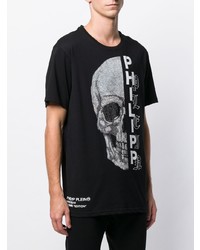 T-shirt à col rond orné noir Philipp Plein